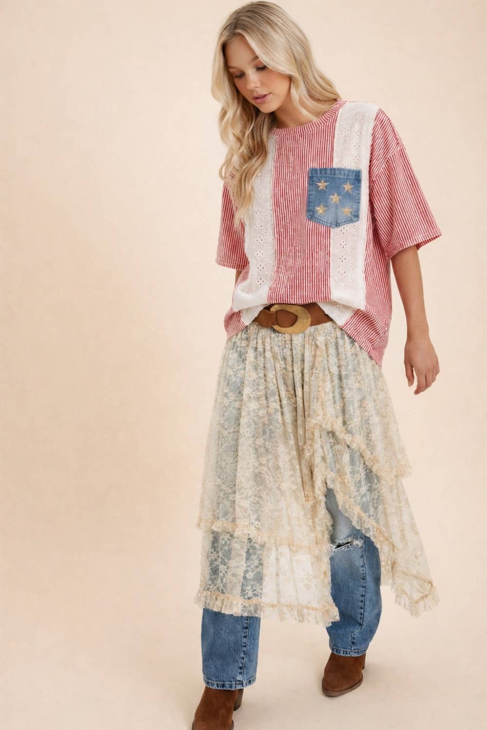 4th of July Feminine classic Americana top