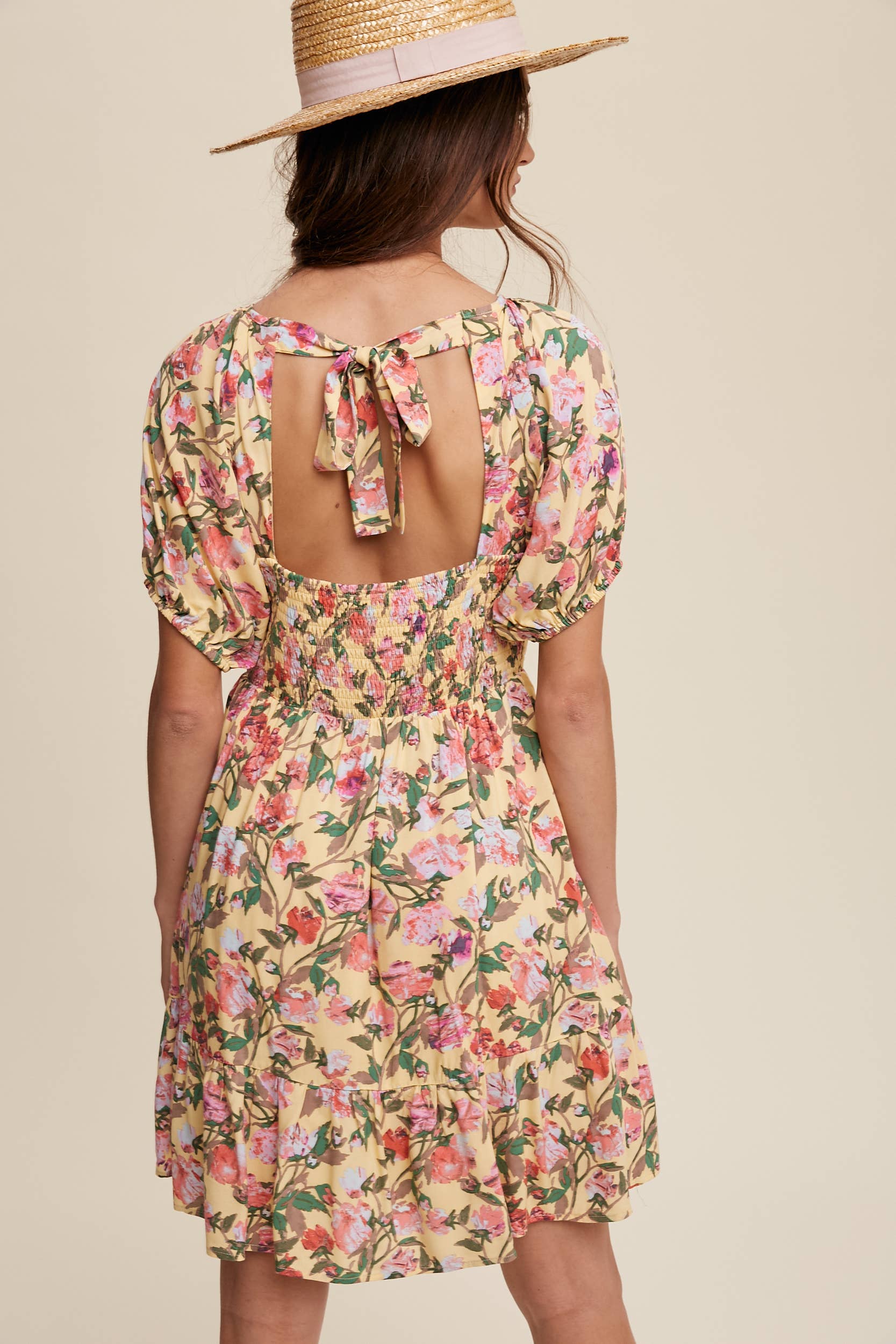 Romantic Floral Babydoll Dress with Puff Sleeves