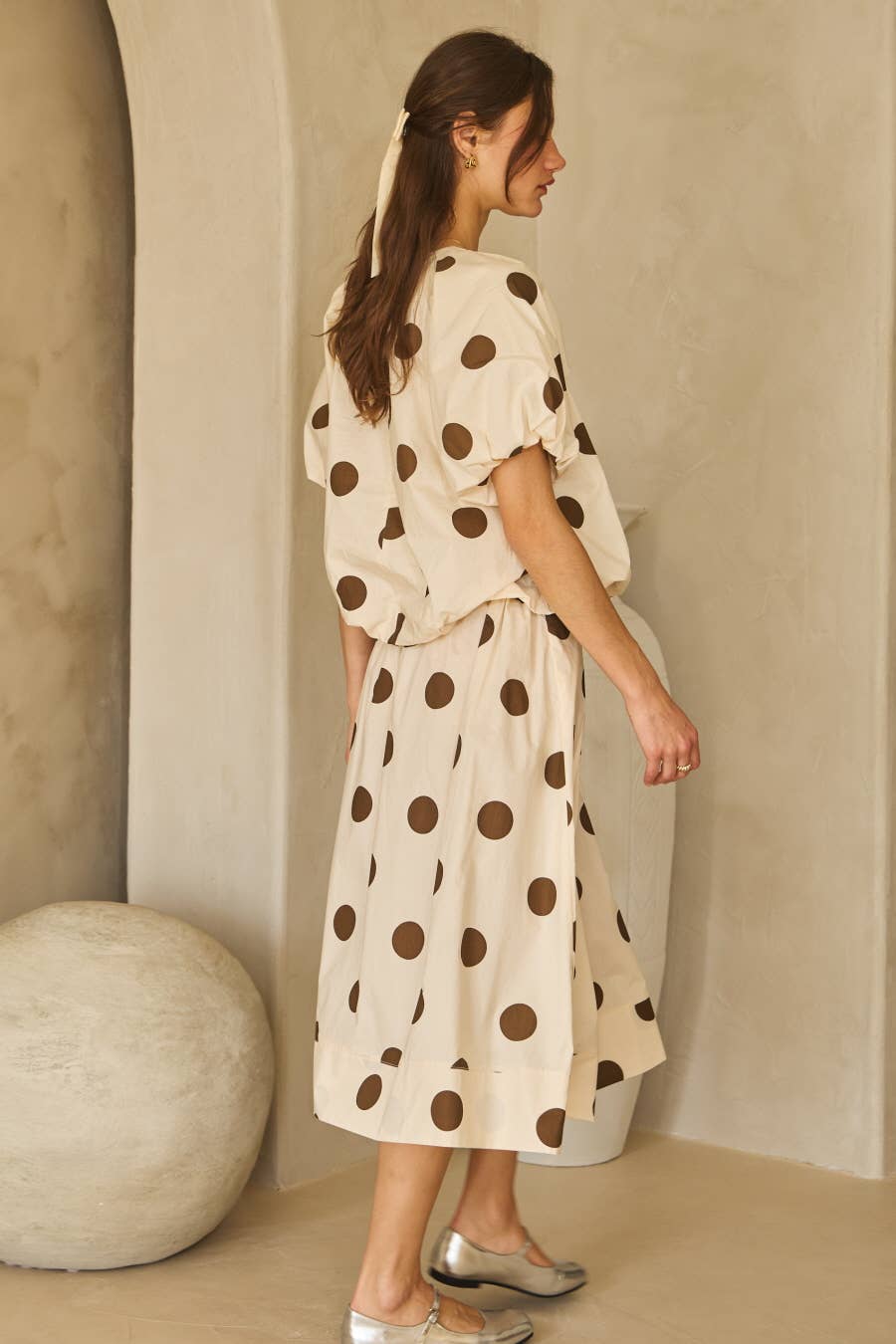 Plus Voluminous Polka Dot Blouse