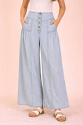 Mineral Washed Chambray Wide Pants