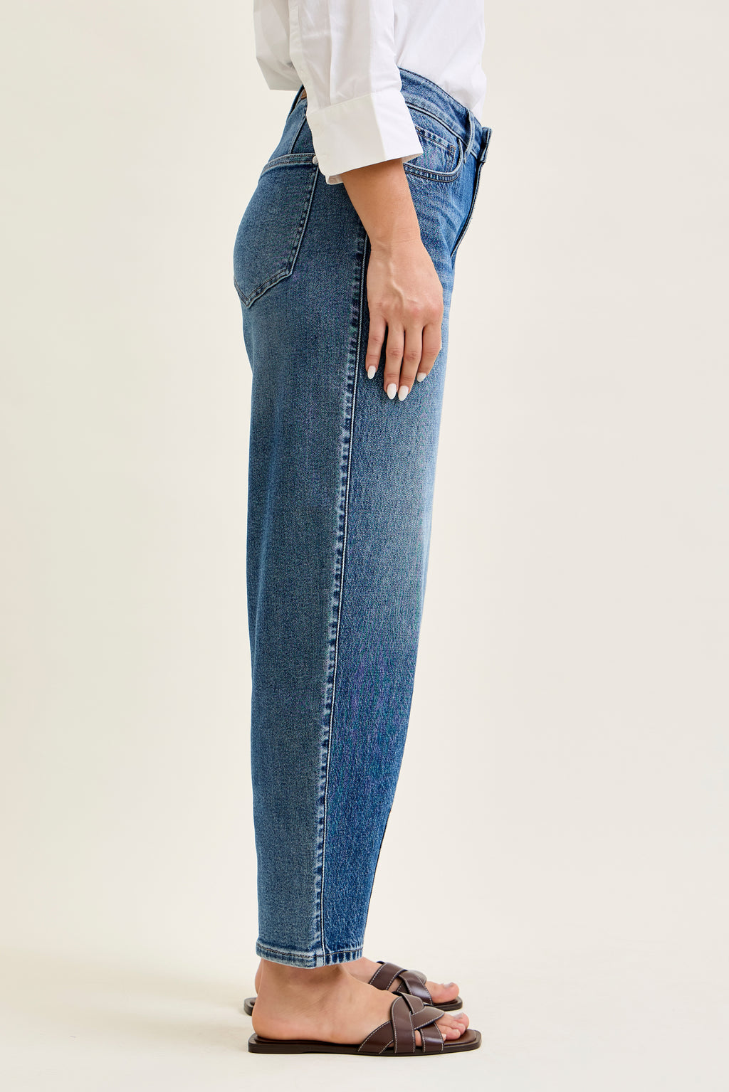 High Waist Barrel Jeans with Dart Detail