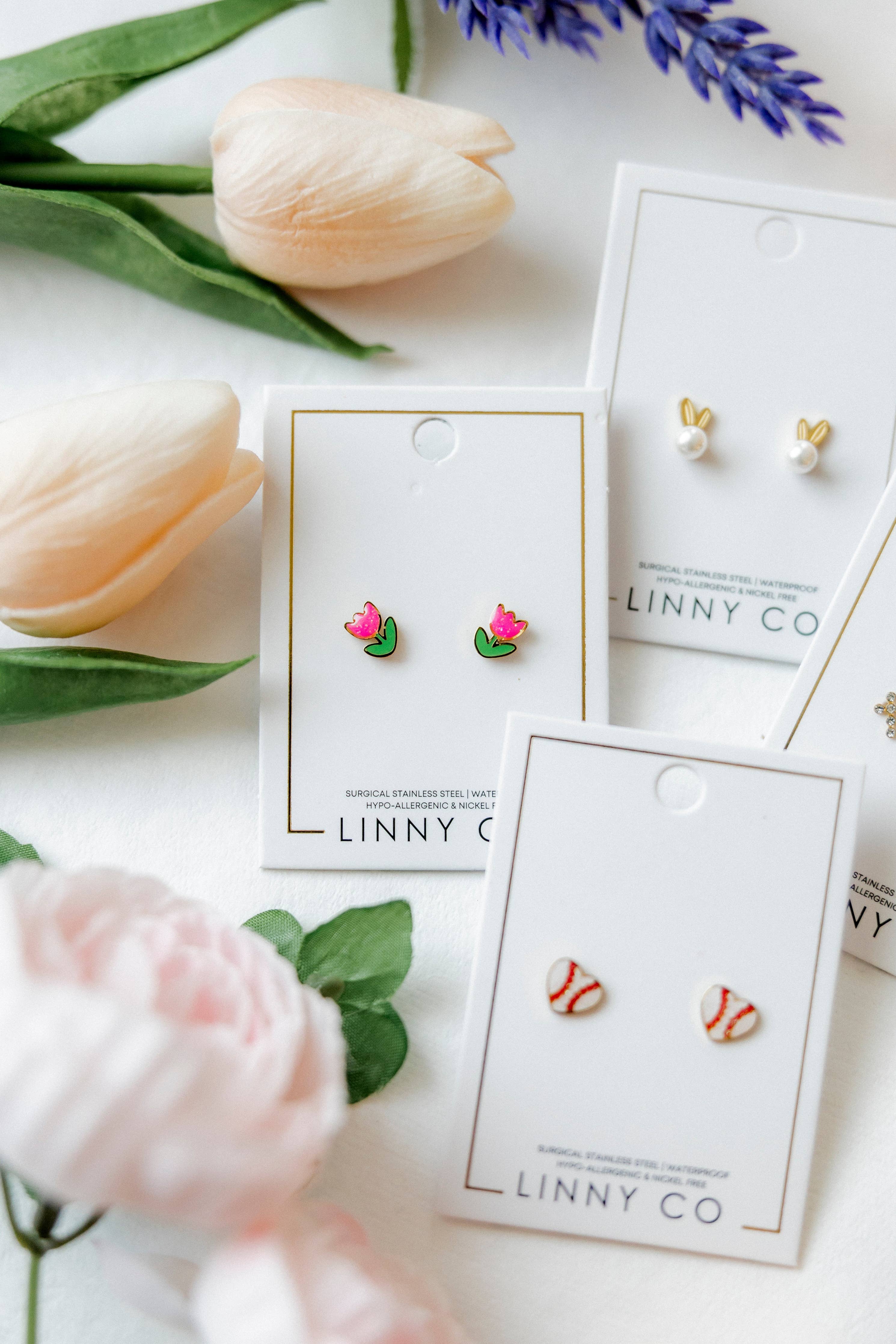 Screwback Stud Earrings - Tulip Pink