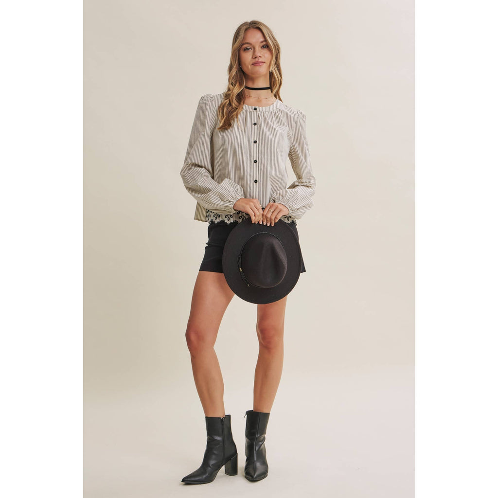 WORK TO WEEKEND CONTRAST EMBROIDERED COTTON STRIPE BLOUSE