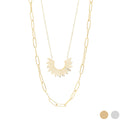 18K Gold PVD Layered Paperclip and Loop Chain Charm Necklace