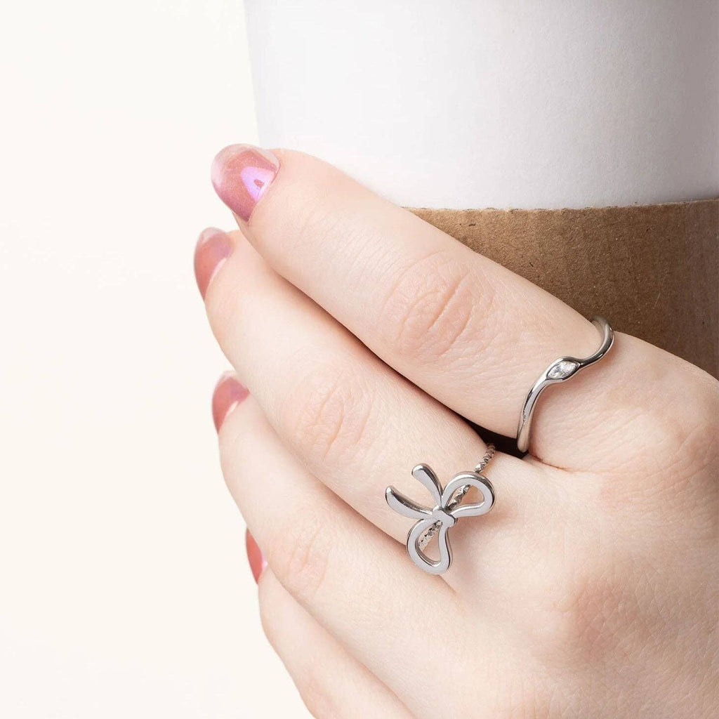 18K Gold PVD Stainless Steel Adjustable Bow Ring