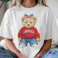 USA Preppy America Teddy Bear 4th of July Graphic Tee