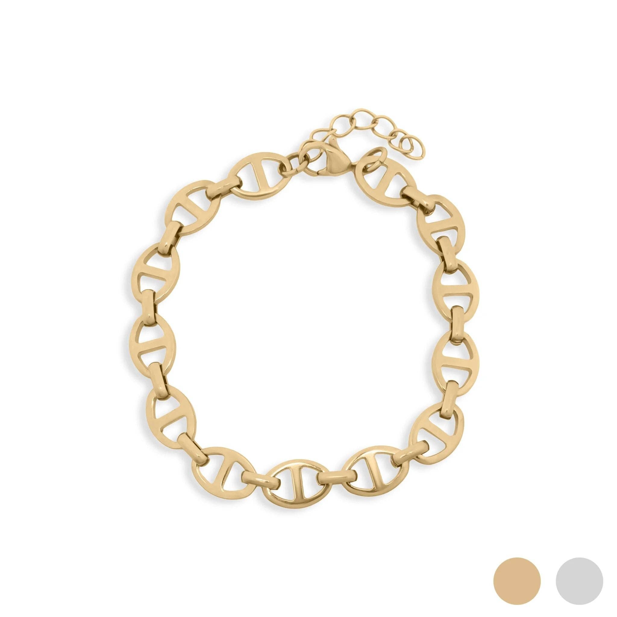 18K Gold PVD Stainless Steel Thick Oval Chain Bracelet