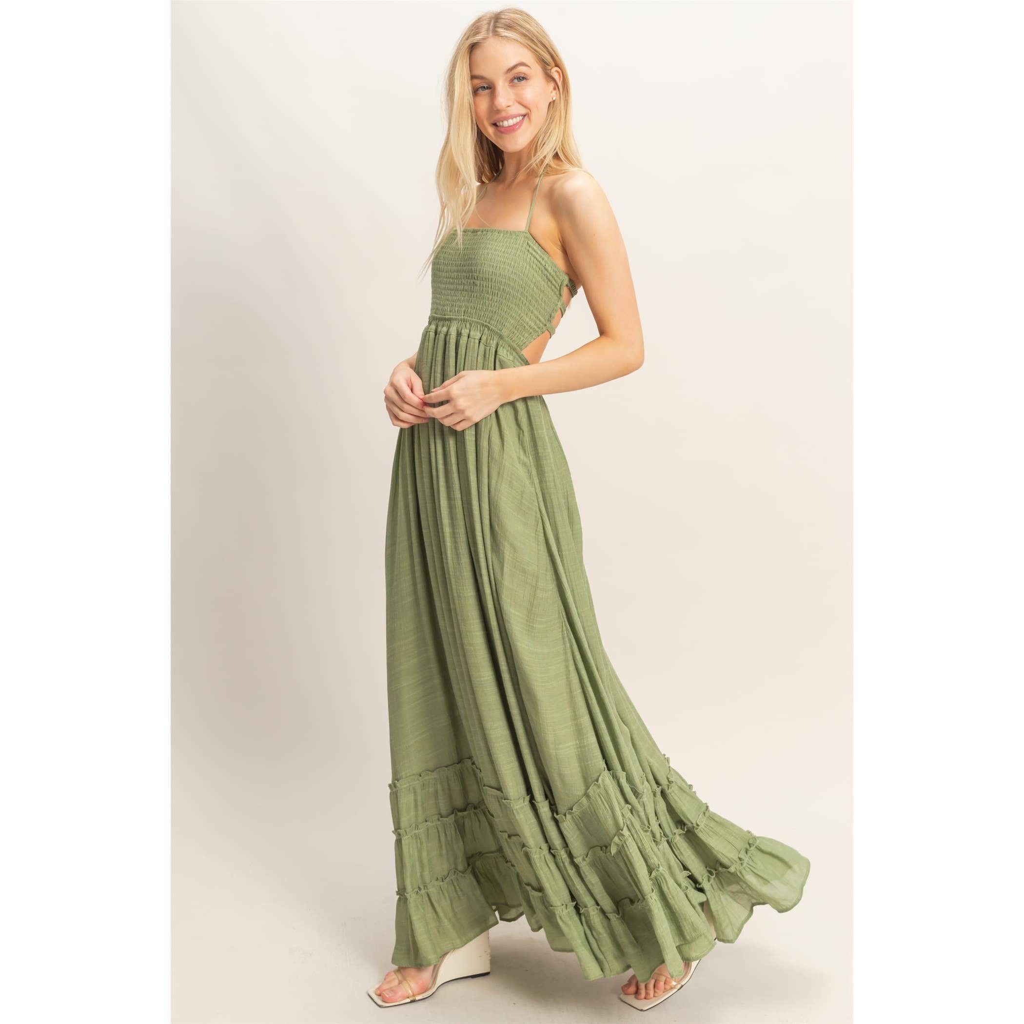 Smocked Halter Maxi Dress