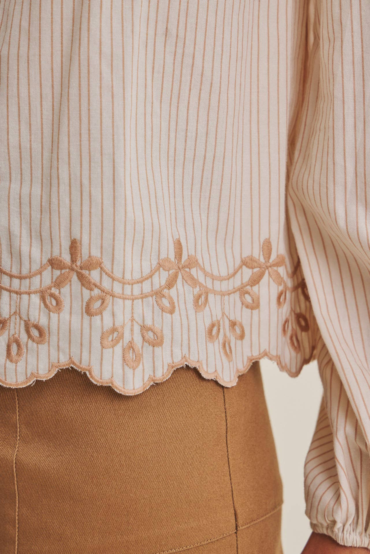 WORK TO WEEKEND CONTRAST EMBROIDERED COTTON STRIPE BLOUSE