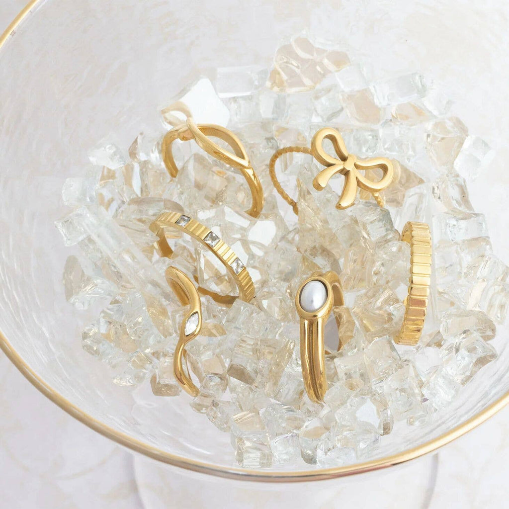 18K Gold PVD Stainless Steel Adjustable Bow Ring