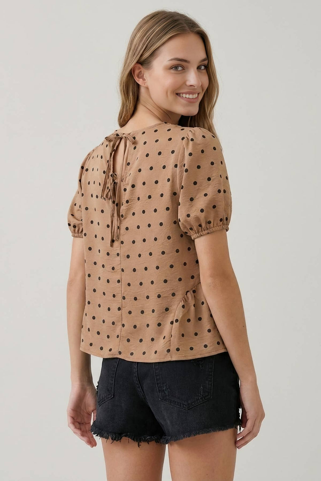 POLKA DOT PEPLUM BLOUSE