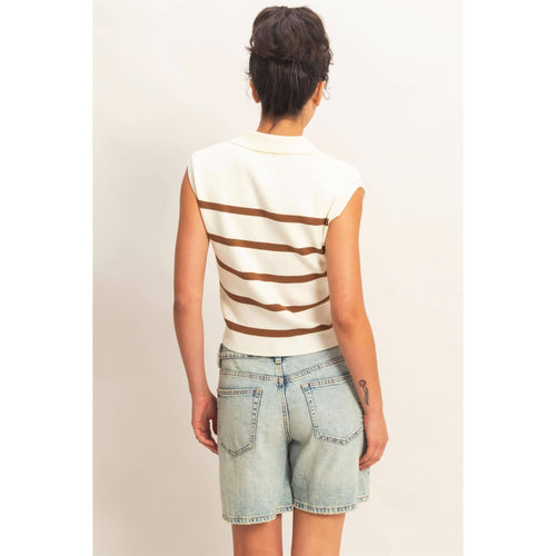 Collared Striped Polo Vest