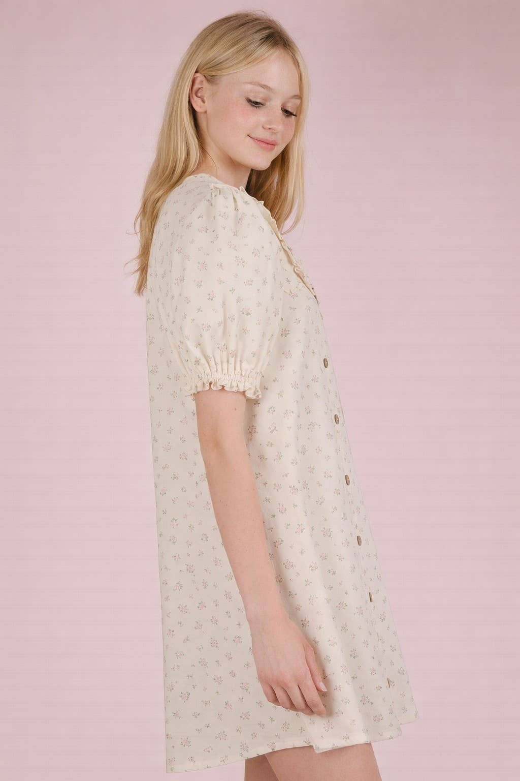 Floral Printed Woven Shirt Mini Dress