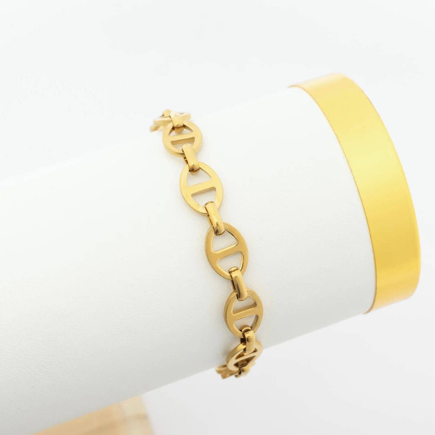 18K Gold PVD Stainless Steel Thick Oval Chain Bracelet