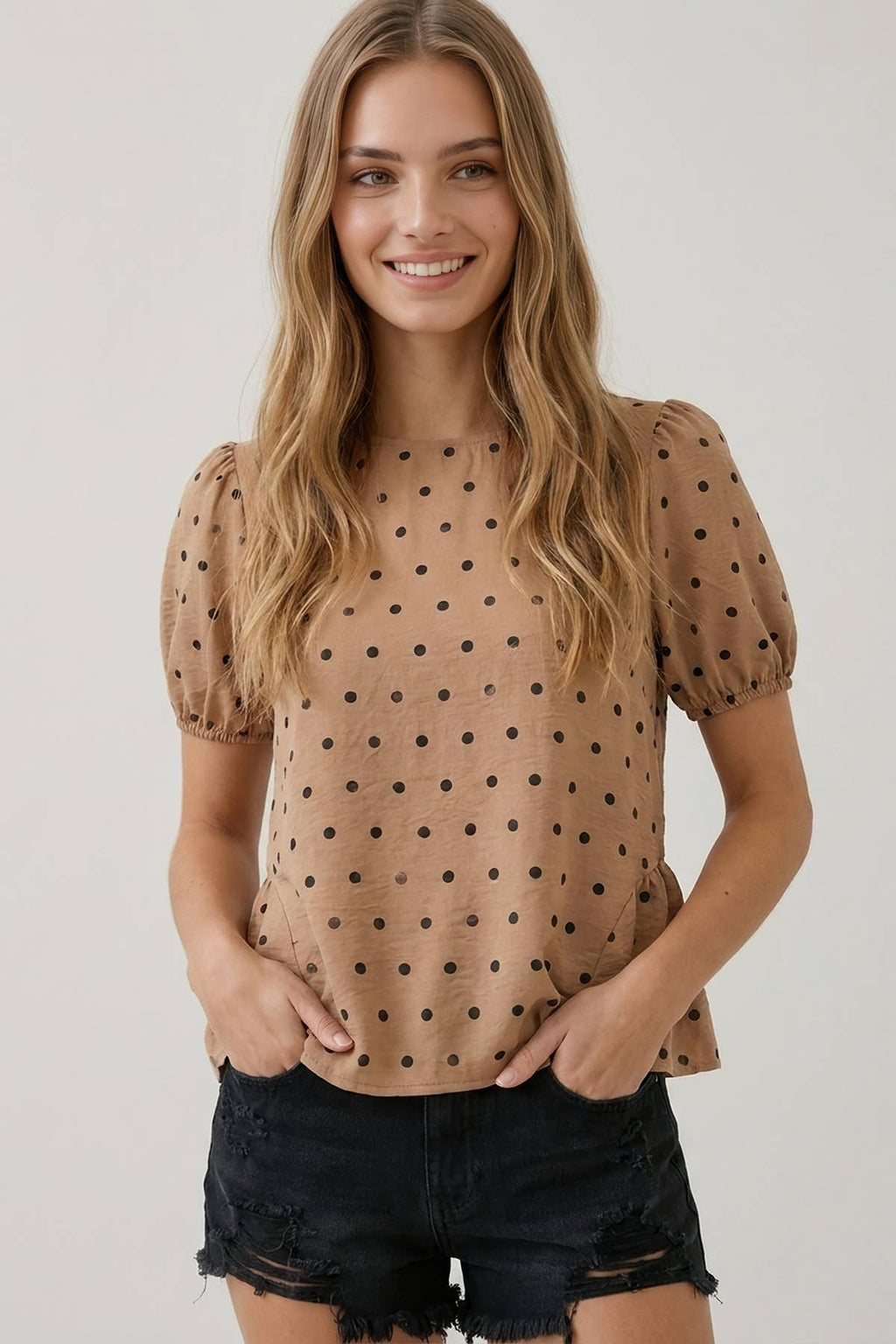 POLKA DOT PEPLUM BLOUSE