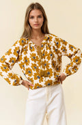 Floral Print Button Down Long Sleeve Blouse