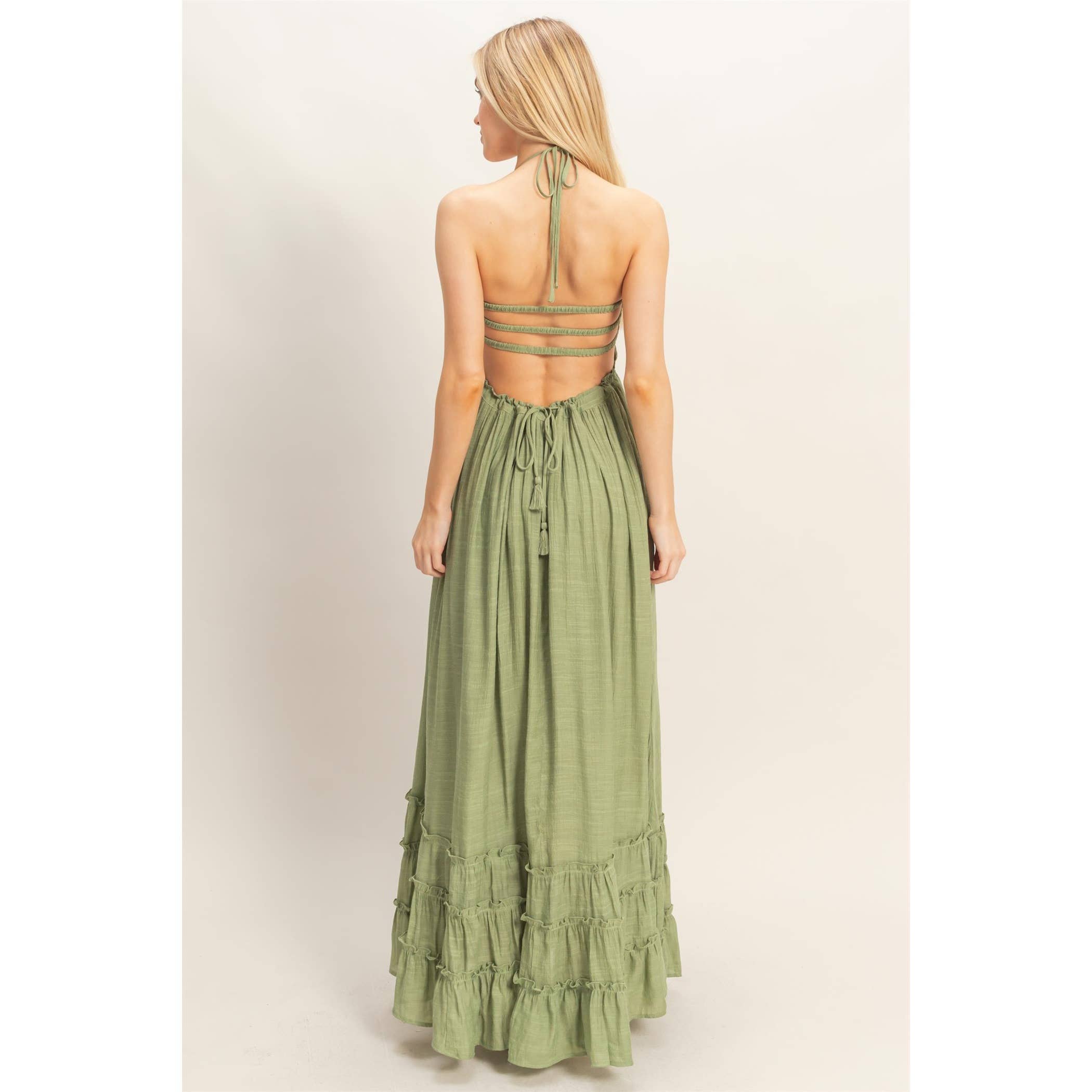 Smocked Halter Maxi Dress