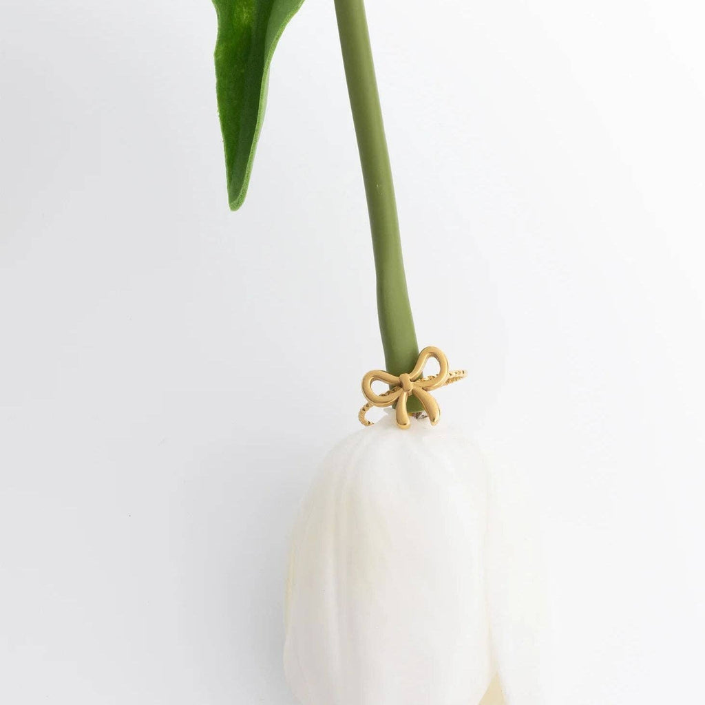 18K Gold PVD Stainless Steel Adjustable Bow Ring