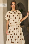 Plus Voluminous Polka Dot Blouse