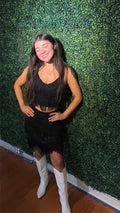 Sequined Fringe Skirt - Black