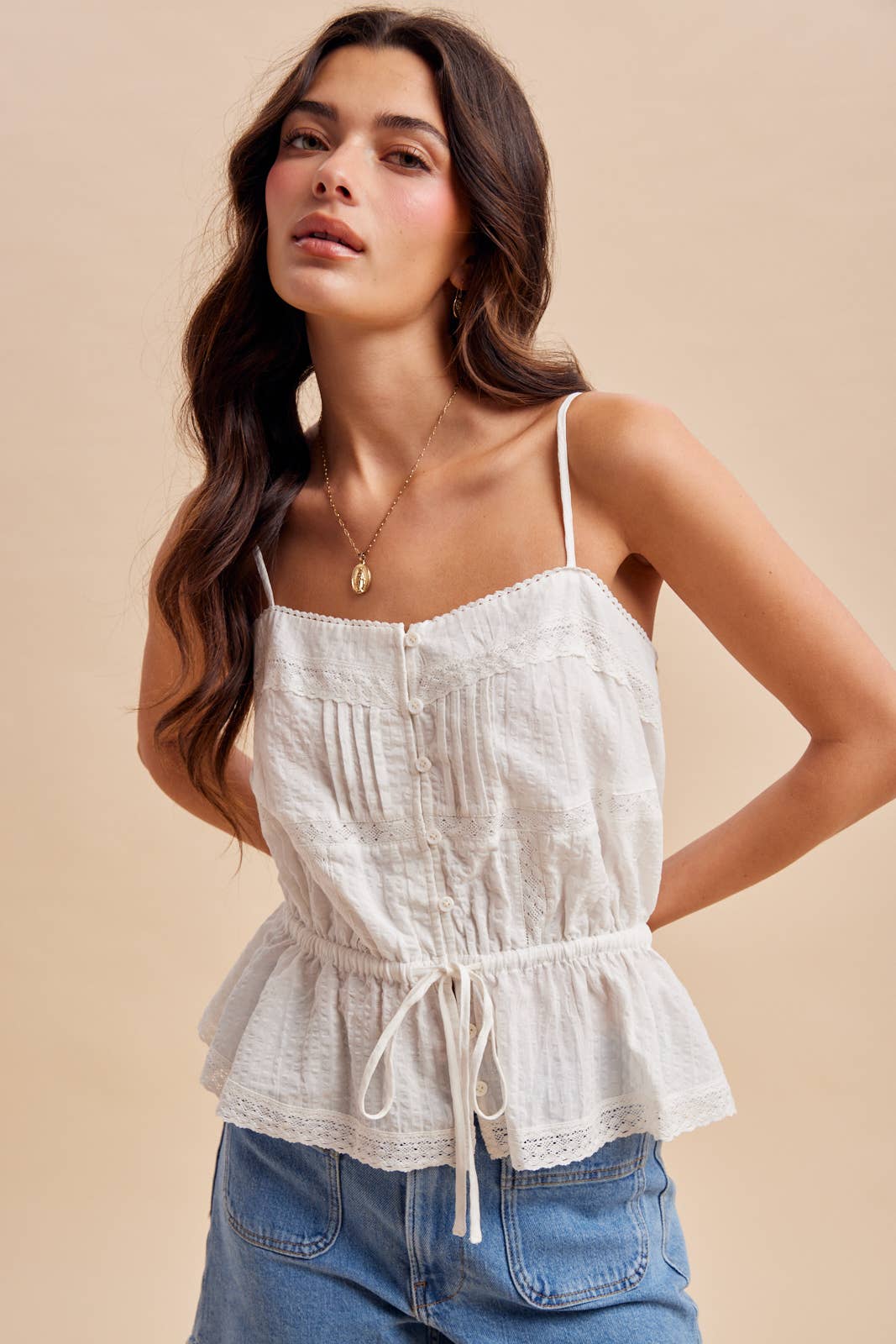 PINTUCK SLEEVELESS BLOUSE