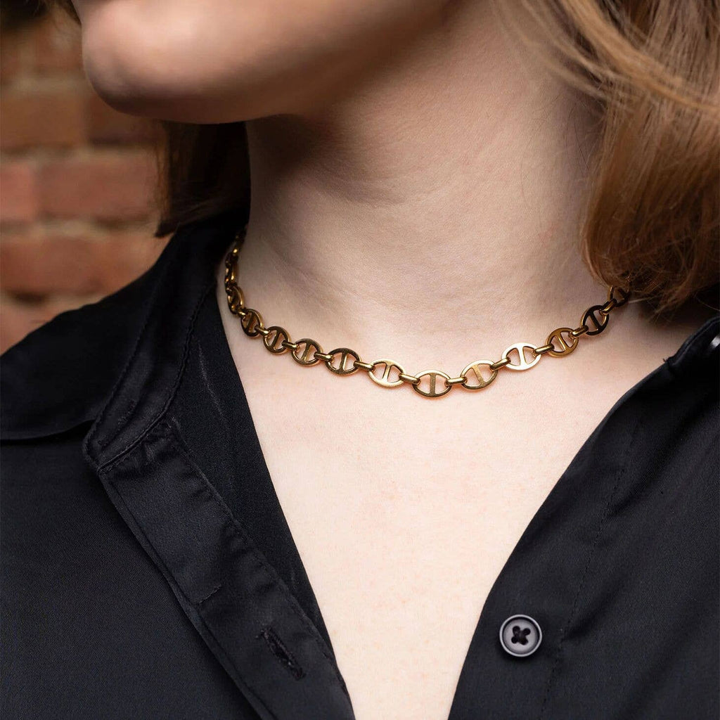 18K Gold PVD Stainless Steel Thick Oval Chain Necklace