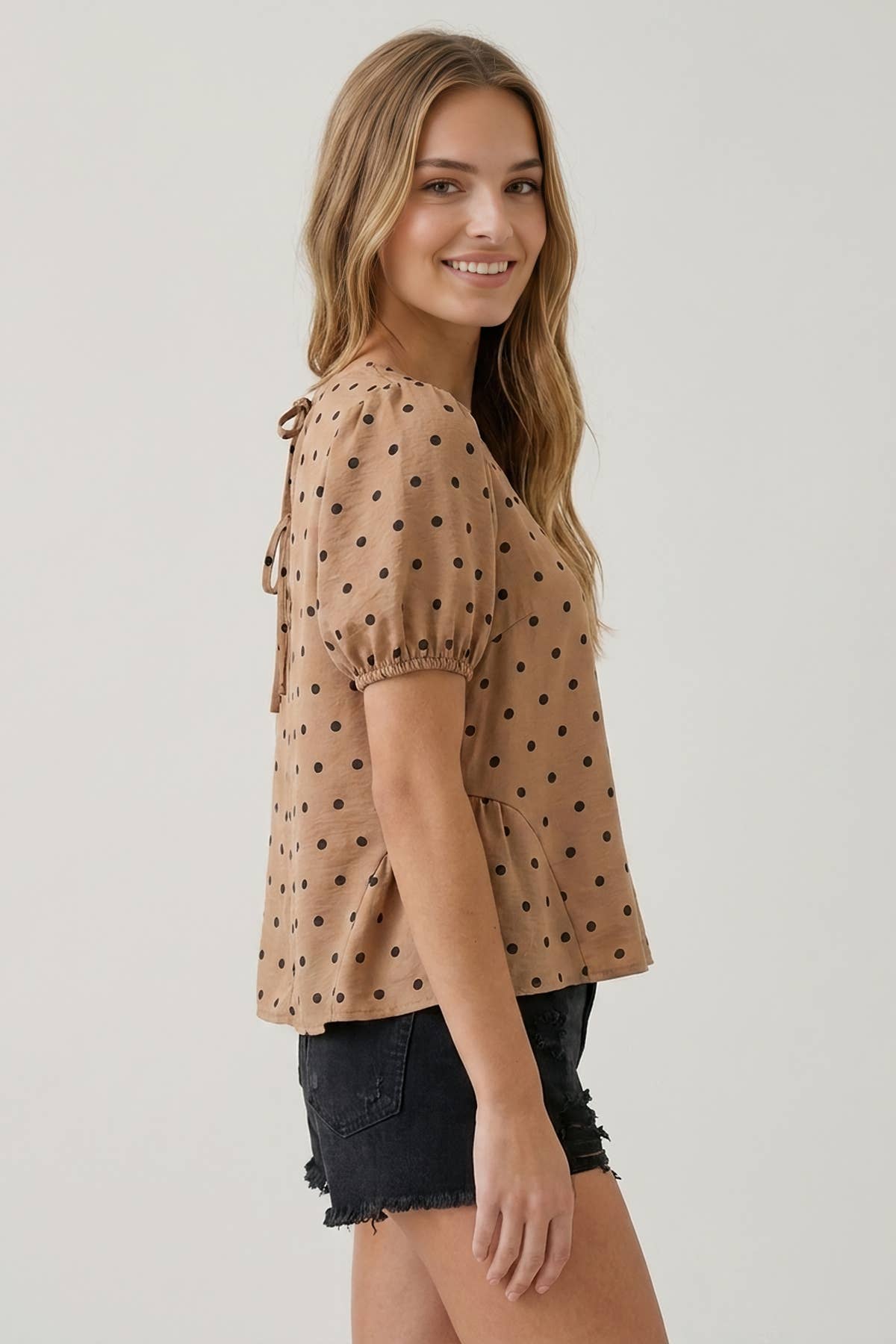 POLKA DOT PEPLUM BLOUSE
