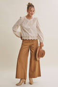 WORK TO WEEKEND CONTRAST EMBROIDERED COTTON STRIPE BLOUSE