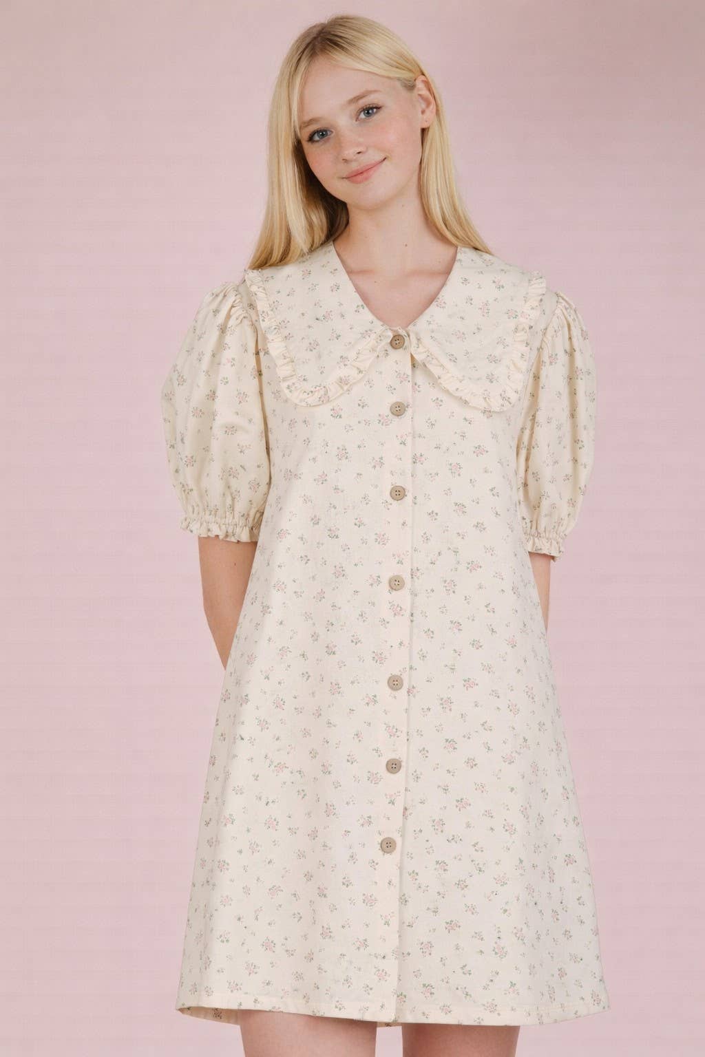 Floral Printed Woven Shirt Mini Dress