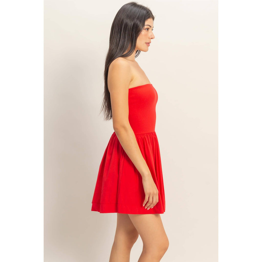 Strapless Flowy Mini Dress