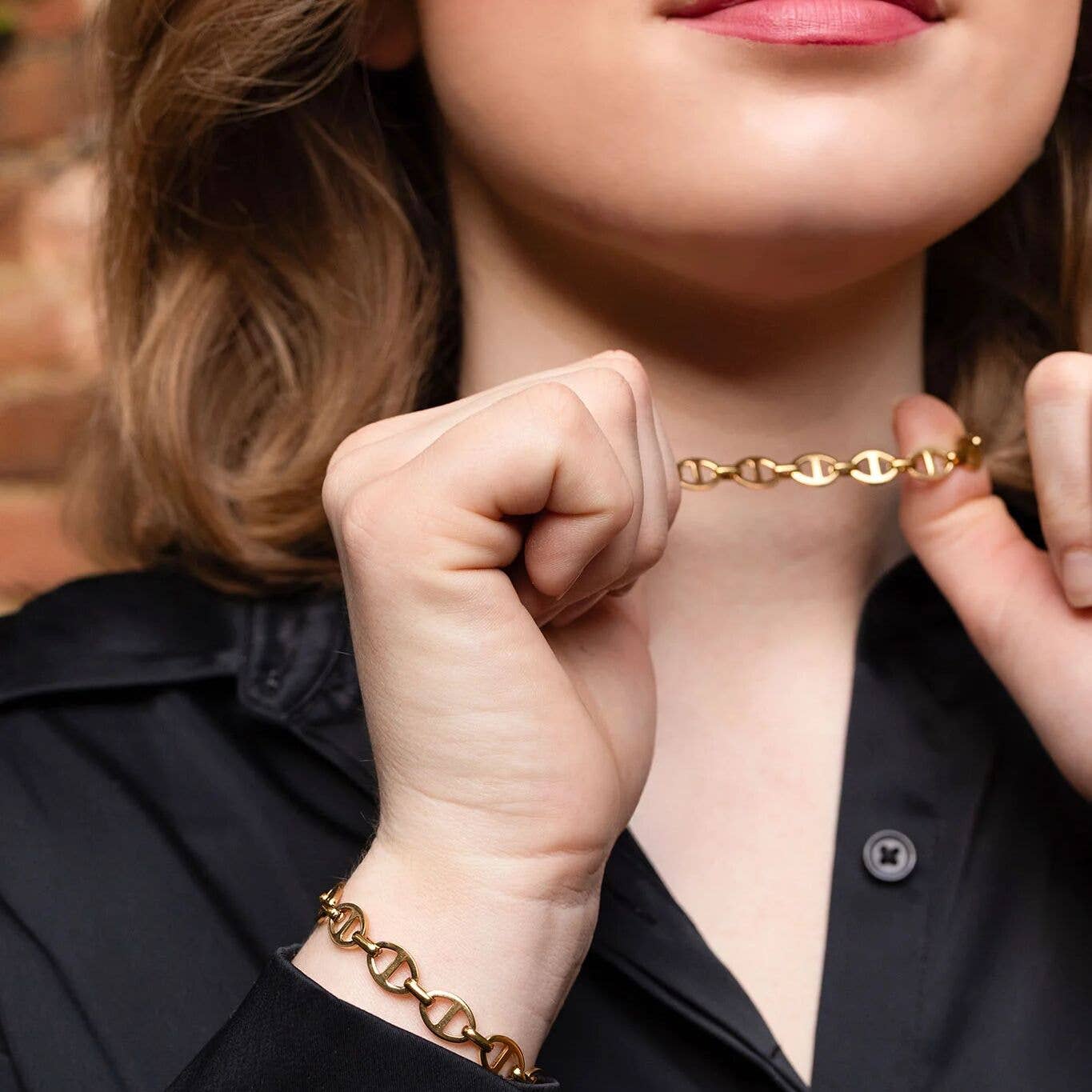 18K Gold PVD Stainless Steel Thick Oval Chain Necklace
