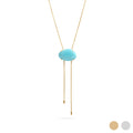 18K Gold PVD Stainless Steel Turquoise Charm Bolo Necklace