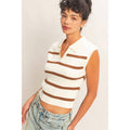 Collared Striped Polo Vest