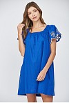 SQUARED NECK LINE EMBO DETAILED MINI DRESS