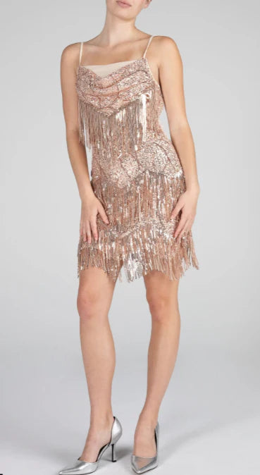 Sequined Crop Top - Rose Gold