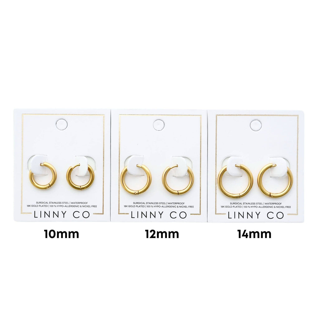 Huggie Earrings - Scarlett Hoop Gold 10mm