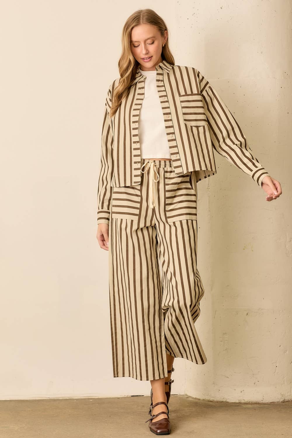 PINSTRIPE ELASTIC WAIST PANT