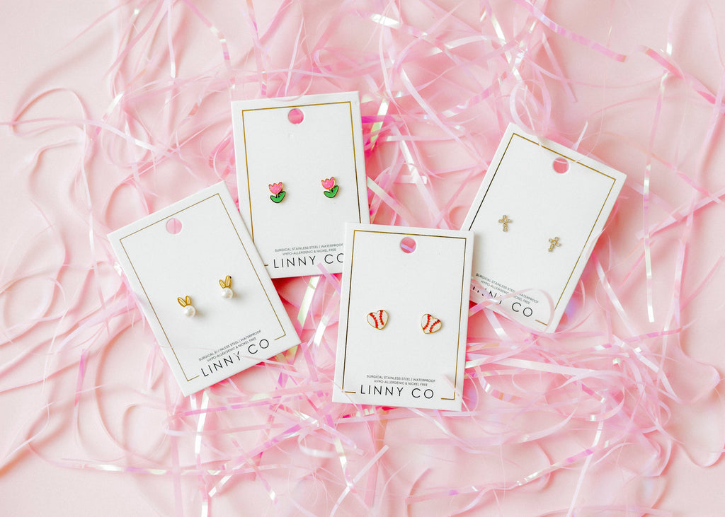 Screwback Stud Earrings - Tulip Pink