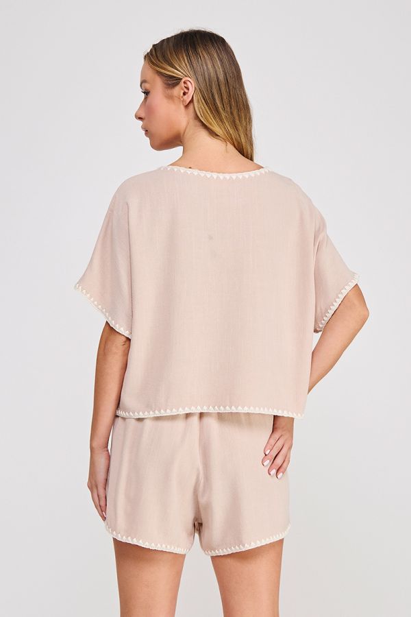 Embroidered Hem Top