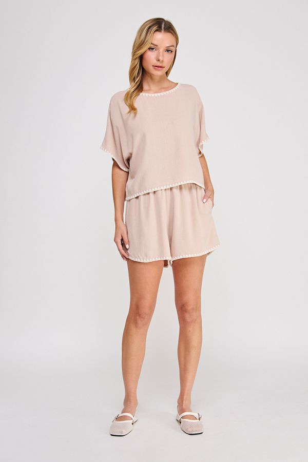 Embroidered Hem Top