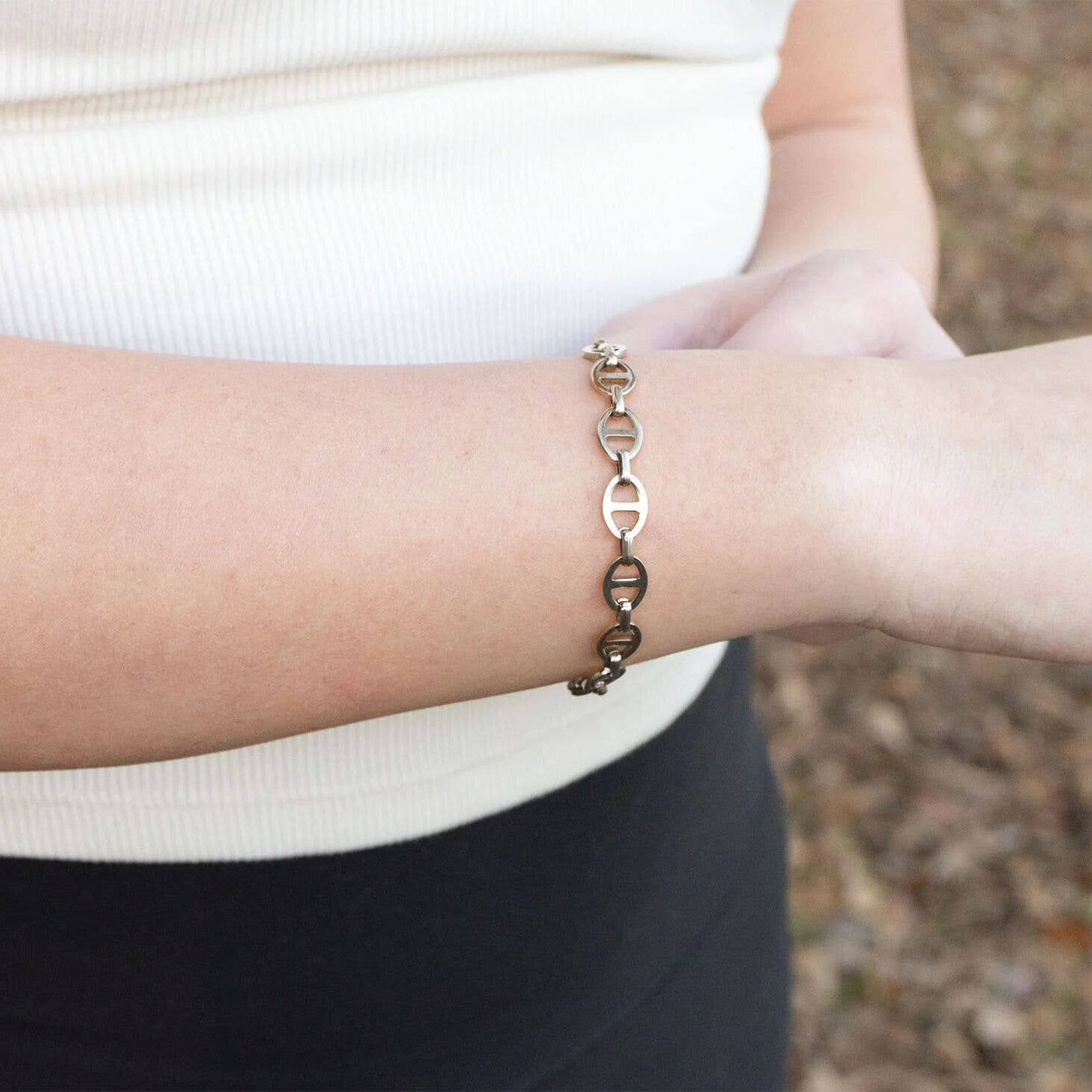 18K Gold PVD Stainless Steel Thick Oval Chain Bracelet