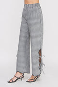 Woven Gingham Elastic Waist Pant