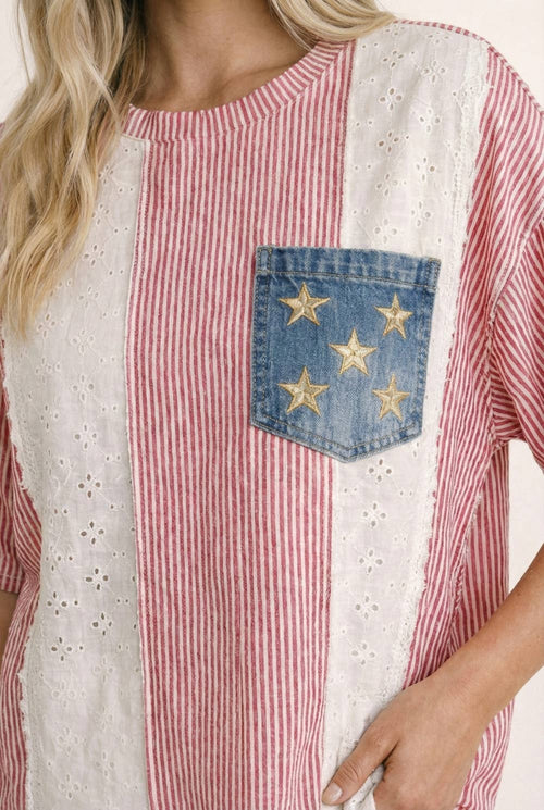 4th of July Feminine classic Americana top