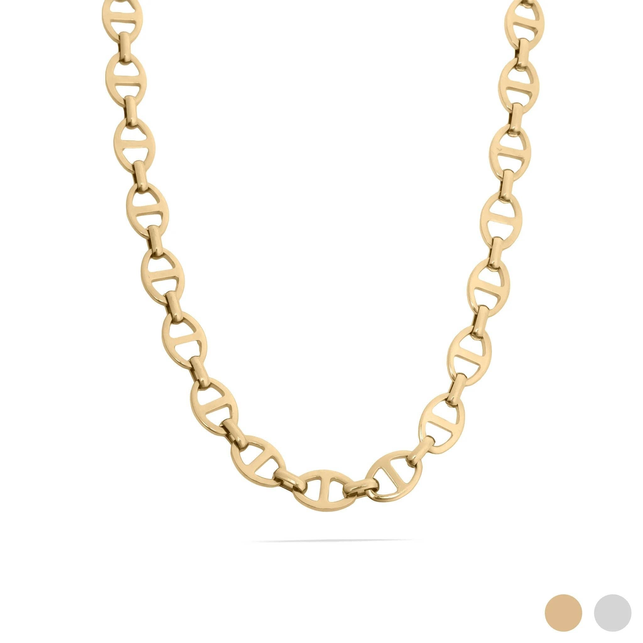 18K Gold PVD Stainless Steel Thick Oval Chain Necklace