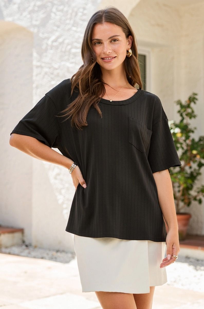 Ribbed Top with Pocket
