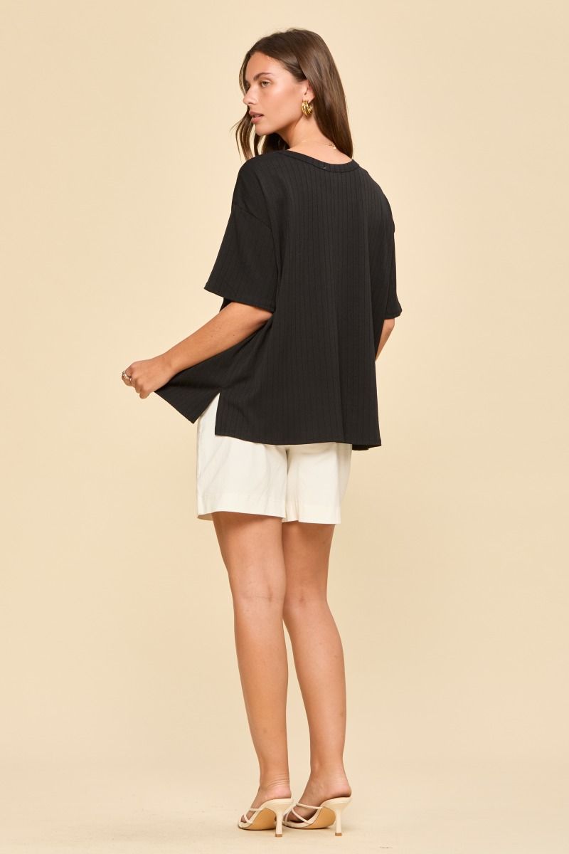 Ribbed Top with Pocket