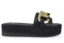 Chain Wedge Sandal in Black