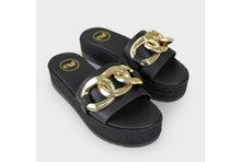 Chain Wedge Sandal in Black