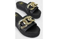 Chain Wedge Sandal in Black
