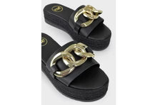 Chain Wedge Sandal in Black